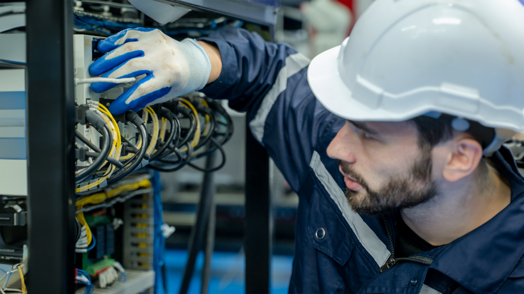 Elektroniker führt Messung aus